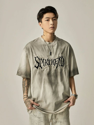 Sprayhead Grunge Graphic Oversized Tee Gray M.jpg
