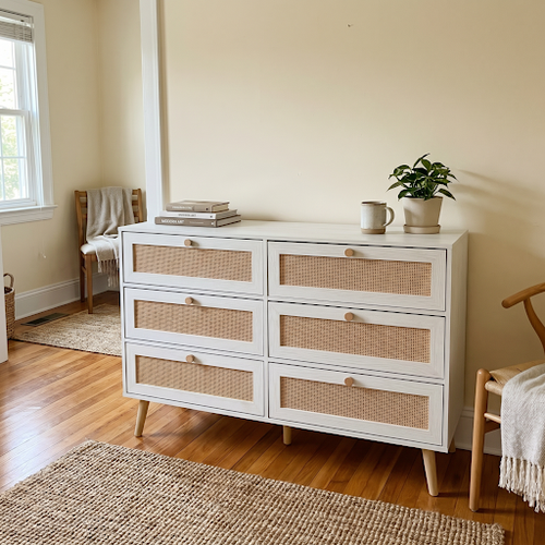 Rattan 6 Chest of Drawers in a Compact Drawer Storage Plan.png