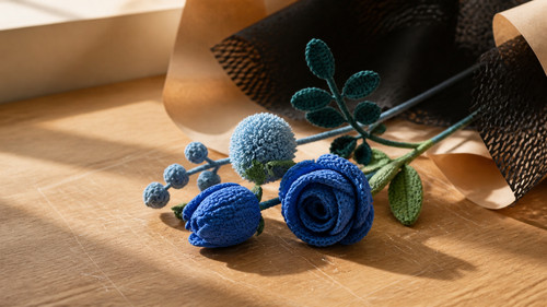 Blue Handmade Crochet Roses.jpg