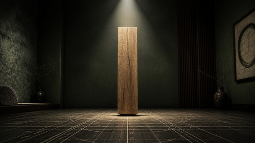 Dark Minimalist Room with Wooden Pillar.jpg