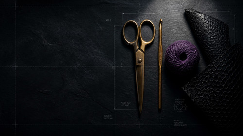 Dark Moody Crafting Scissors and Yarn.jpg