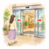 1. 開きます（あきます）［ドアが～］— pintu terbuka