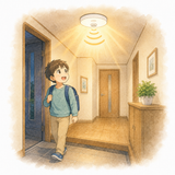 3. 点きます（つきます）［電気が～］— lampu menyala