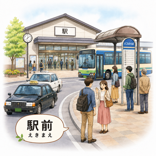 47. 駅前（えきまえ）— depan stasiun.png