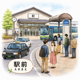 47. 駅前（えきまえ）— depan stasiun
