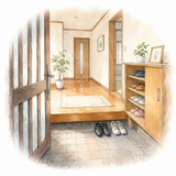 27. 玄関（げんかん）— ruang depan, pintu masuk rumah
