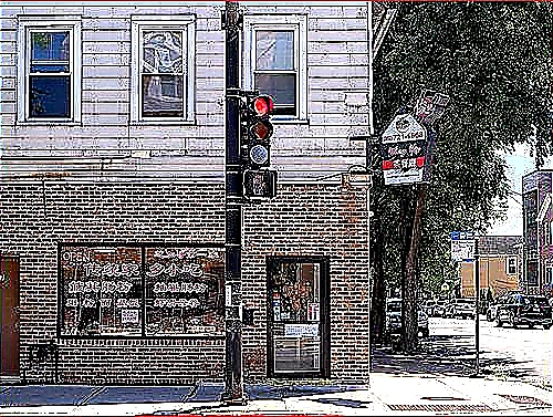 Sharp closing photo of a successful restaurant storefront with warm evening lights and a tidy planning workspace visible inside