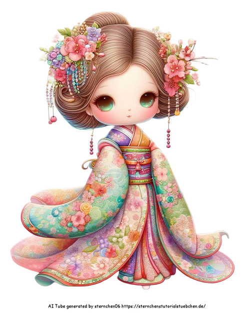 airbrush style of a whimcical cute japanese girl in traditio (1)