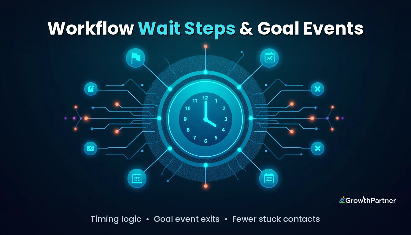 GoHighLevel Wait Steps & Goal Events: Setup (2026) — HL Growth Partner, Dr Priya Jaganathan