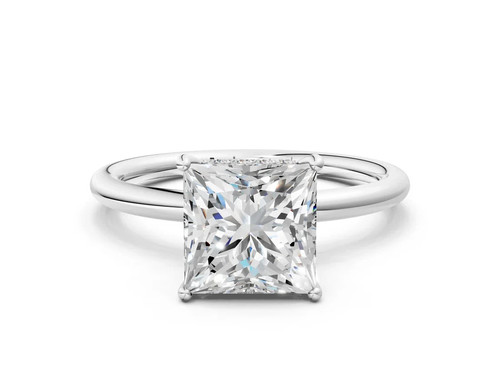 White Gold Princess Solitaire Diamond Ring with a Classic Band and Four-Prong Setting.jpg