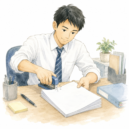 1. とじる — menjilid, menyatukan lembaran.png