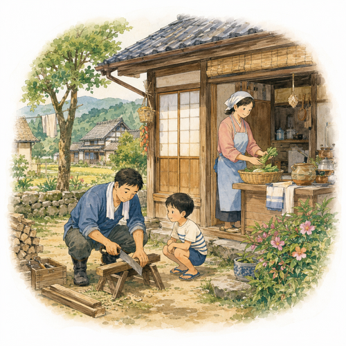 54. 暮らします（くらします）— hidup, tinggal menjalani kehidupan.png