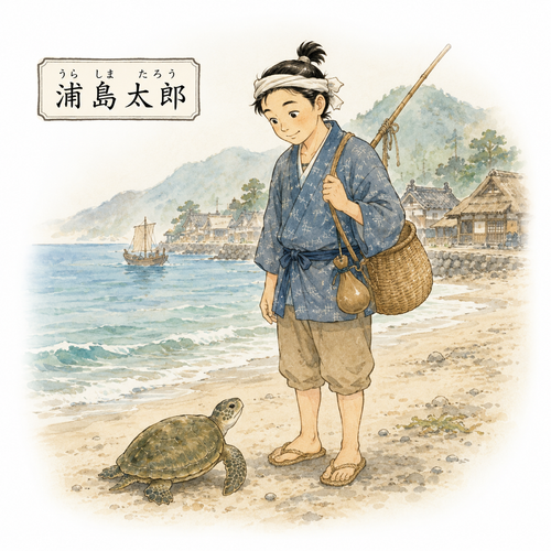 60. 浦島太郎（うらしまたろう）— Urashima Tarō (nama peran utama cerita dongeng.png