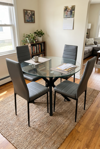 Skyra glass dining table and 4 grey chairs from DHS with 8mm glass.png
