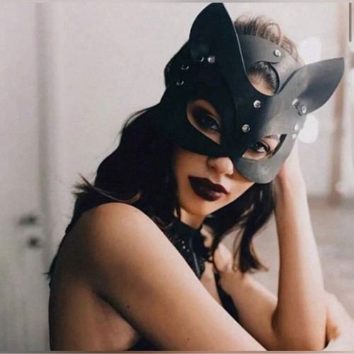 New Women Halloween Cat Mask Color Black Size Os.jpg