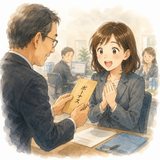 41. 出ます（でます）［ボーナスが～］— diberi [bonus]