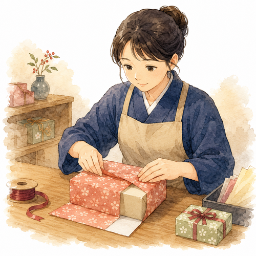 1. 包みます（つつみます）— membungkus.png