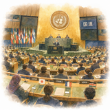 37. 国連（こくれん）— Perserikatan Bangsa Bangsa