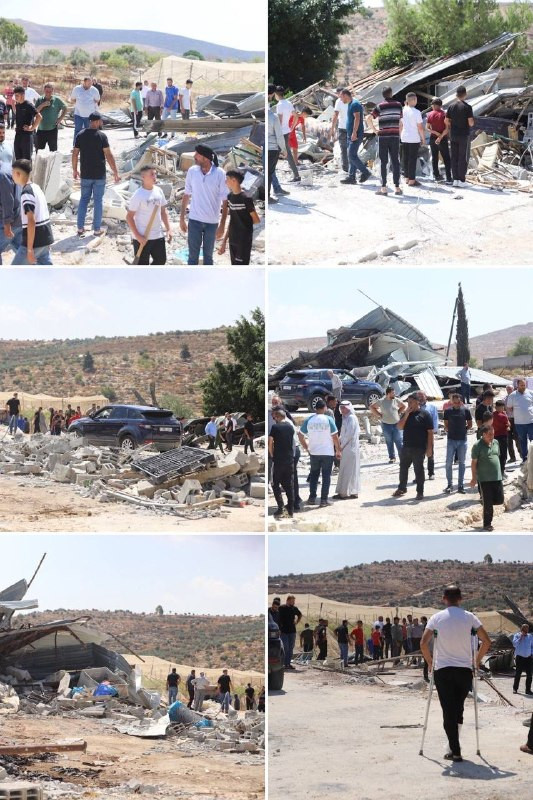صور| آثار هدم قوات الاحتلال منشأة زراعية في بلدة بيت دجن شرقي نابلس...