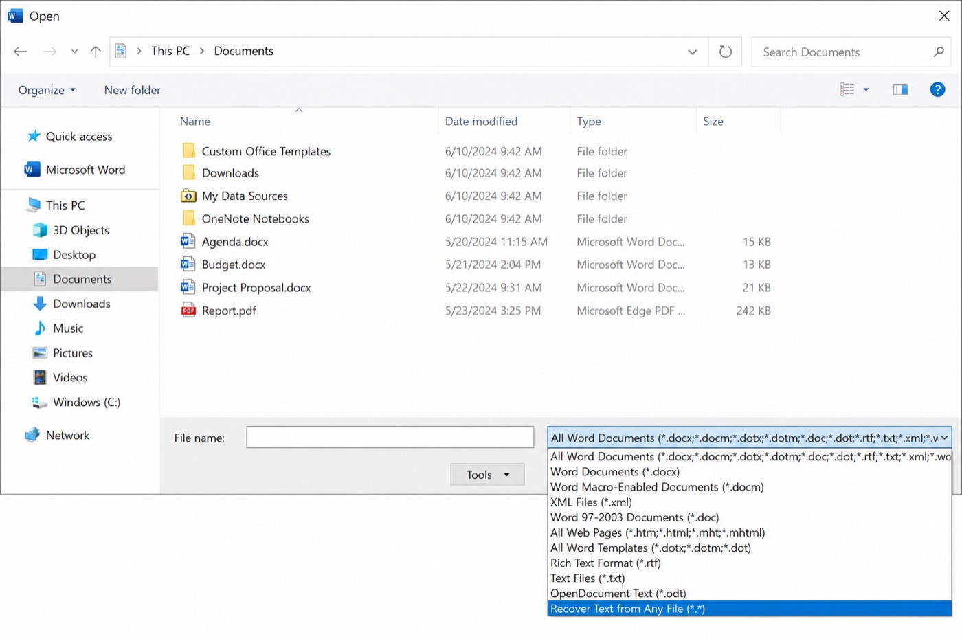 Recover Text from Any File