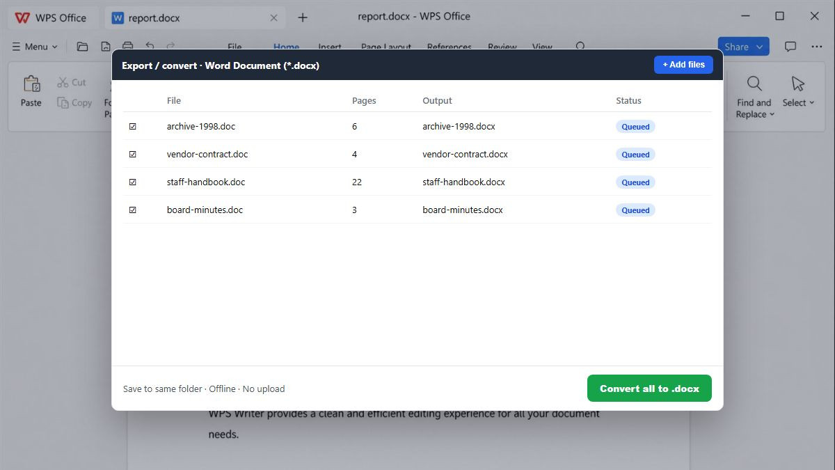 Batch convert DOC files to DOCX