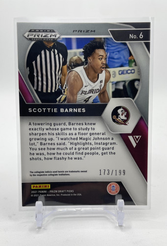 2021 22 Panini Prizm Draft Picks Scottie Barnes Blue Prizm Rookie 199 (2)