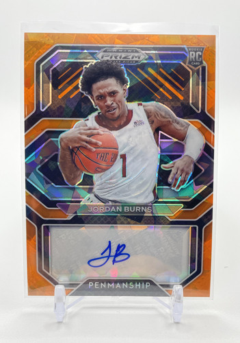 2021 22 Panini Prizm Draft Picks Jordan Burns Penmanship Orange Ice Rookie Auto (1)