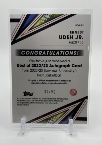2022 23 Bowman University Best Ernest Udeh Jr. Green Refractor Rookie Auto 99 (2)