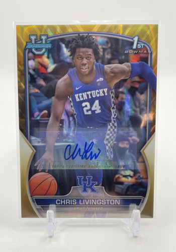 2022 23 Bowman University Chrome Chris Livingston Gold Refractor Auto 50 (1)