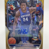 2022 23 Bowman University Chrome Chris Livingston Gold Refractor Auto 50 (1)
