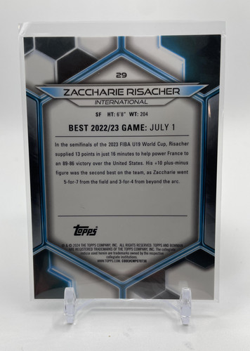 2023 24 Bowman University Best Zaccharie Risacher Blue Refractor 150 (2)
