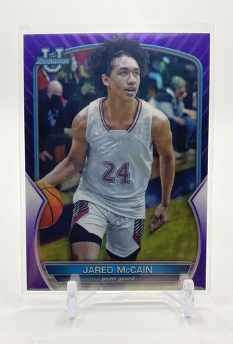 2022 23 Bowman University Chrome Jared McCain Purple Refractor Rookie 399 (1)