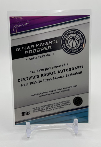 2023 24 Topps Chrome Olivier Maxence Prosper Gold Refractor Rookie Auto 50 (2)