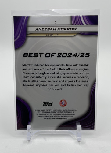 2024 25 Bowman University Best Aneesah Morrow Blue Refractor Rookie 150 (2)