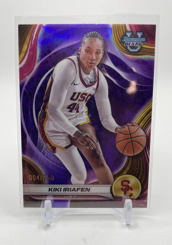2024 25 Bowman University Best Kiki Iriafen Purple Refractor Rookie 250 (1)