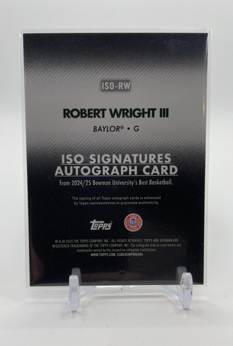 2024 25 Bowman University Best Robert Wright III Iso Green Refractor Auto 99 (2)