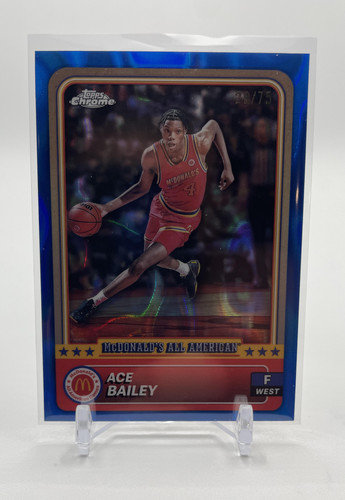 2024 25 Topps McDonald's Chrome Ace Bailey Blue Refractor 75 + Logo SP Set (x4) (2)