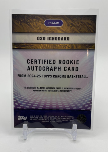 2024 25 Topps Chrome Oso Ighodaro Certified Purple Refractor Rookie Auto (2)