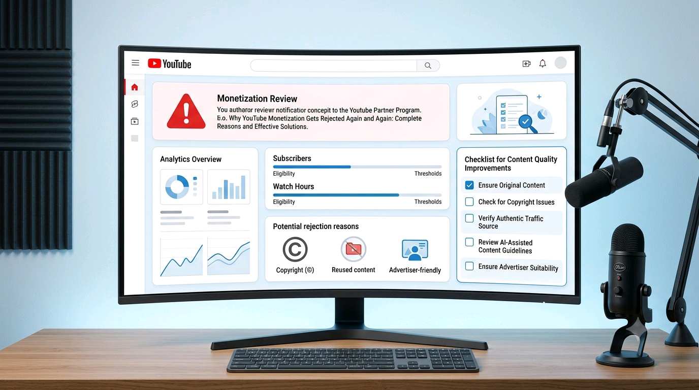 YouTube monetization rejection reasons and effective solutions