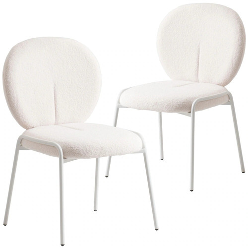 Celestial Modern Boucle Dining Chairs Upholstered Accent Side Chairs with White Powder Coated Iron F.jpg