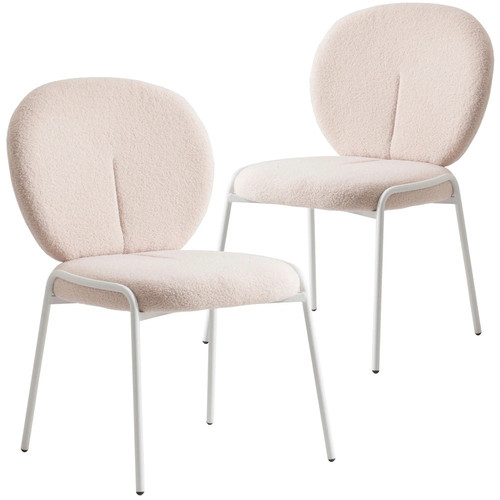 Celestial Modern Boucle Dining Chairs Upholstered Accent Side Chairs with White Powder Coated Iron F.jpg
