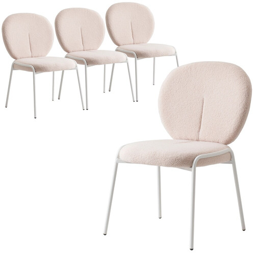 Celestial Modern Boucle Dining Chairs Upholstered Accent Side Chairs with White Powder Coated Iron F.jpg