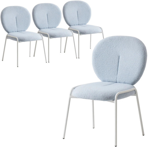 Celestial Modern Boucle Dining Chairs Upholstered Accent Side Chairs with White Powder Coated Iron F.jpg
