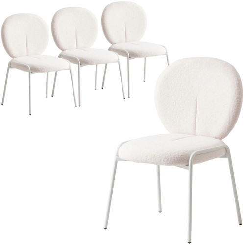 Celestial Modern Boucle Dining Chairs Upholstered Accent Side Chairs with White Powder Coated Iron F.jpg