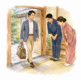 5. いらっしゃいます — datang, pergi, atau berada; bentuk hormat