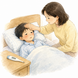 20. 熱を出します（ねつをだします）— mengalami demam