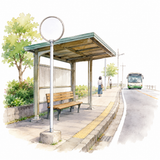 13. バス停（バスてい）— halte bus
