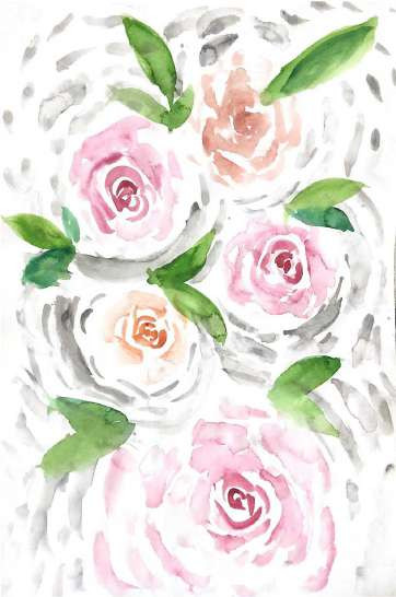 Watercolour of pink roses