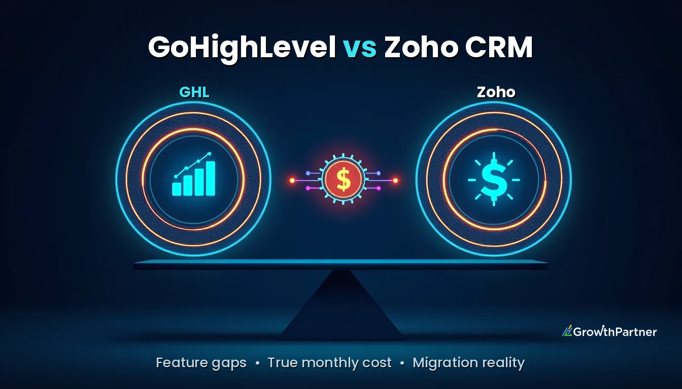 GoHighLevel vs Zoho CRM: Features & Cost (2026) — HL Growth Partner, Dr Priya Jaganathan