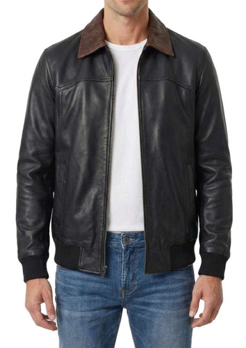 113326 Steven Bomber Men's Jacket Black With Dark Brown Collar RL 1773051824.jpg